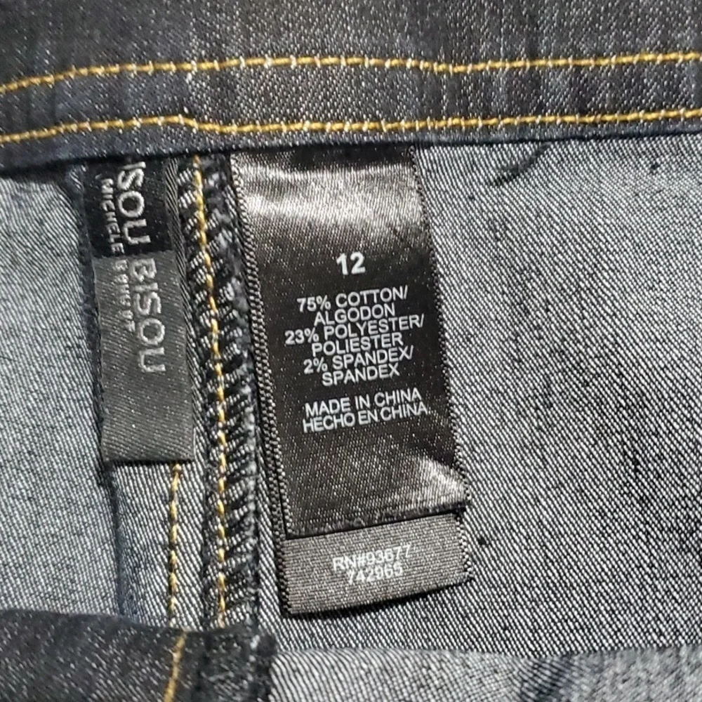 BisouBisou skirt women's size 12 black false pockets trendy denim mini skirt - Picture 9 of 16